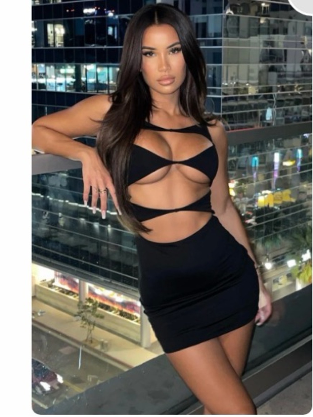 White Fox Boutique Black Mini Dress with Cutouts